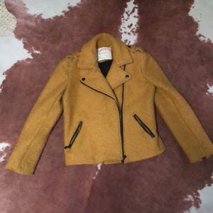 Anthropology Cartonnier Small Mustard Yellow Moto Jacket